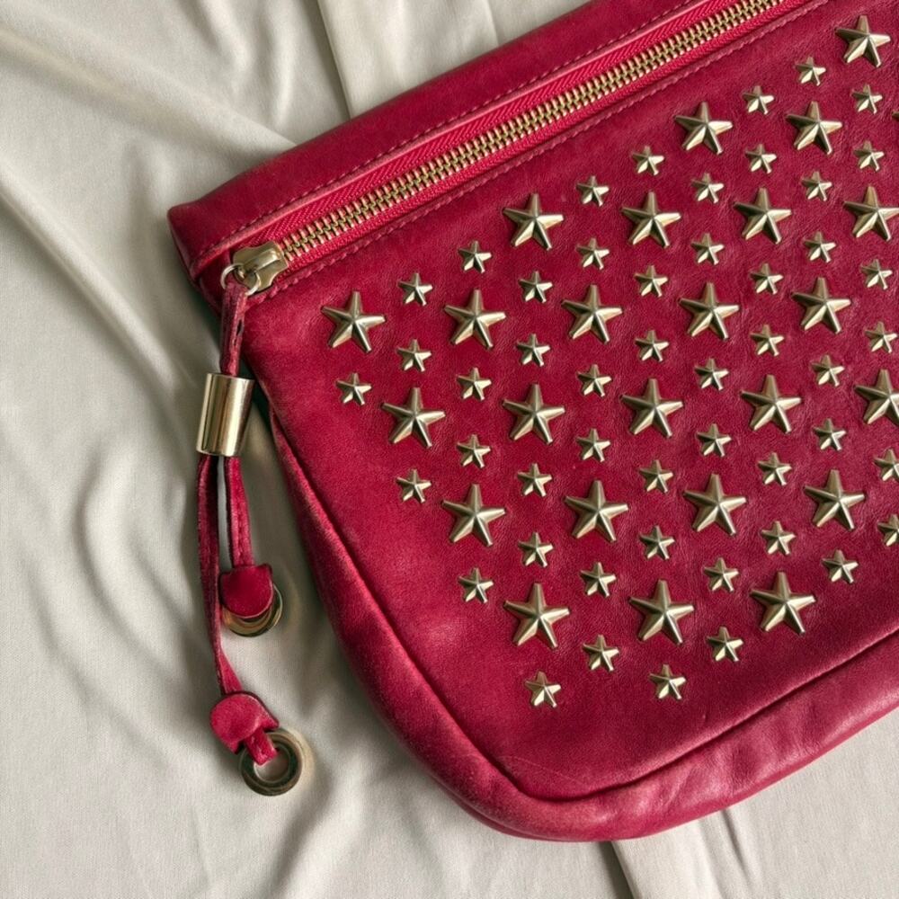 Jimmy Choo Star Stud Clutch - Raspberry Pink Leather, Gold Hardware - Picture 10 of 16